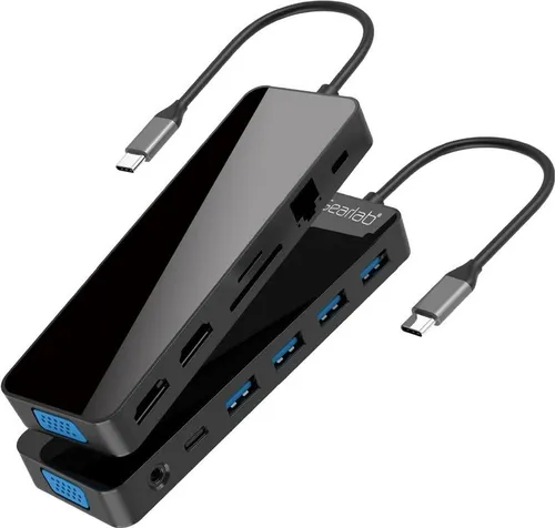 eSTUFF USB-C Dockingstation mit 2 x HDMI und VGA