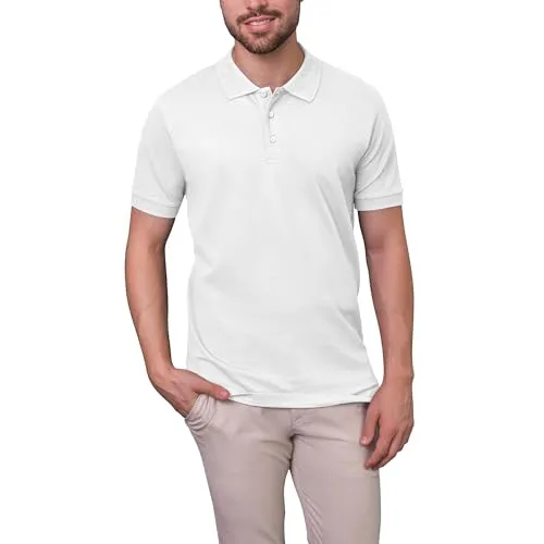 HRM Herren Luxury Stretch Polo, weiß, Gr. 2XL I Premium Polo Shirt Herren aus 95% Baumwolle & 5% Elasthan I Basic Polohemd bis 40°C waschbar I Hochwertige & nachhaltige Herren-Bekleidung