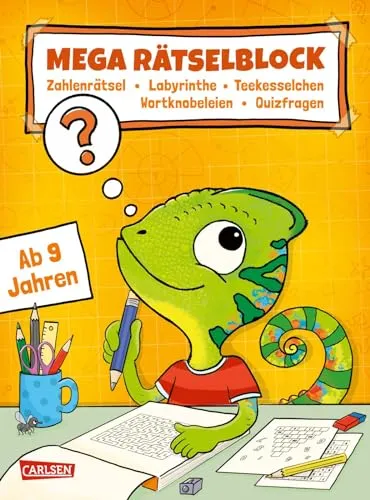 Rätseln für Kinder ab 8: Mega Rätselblock - Zahlenrätsel, Labyrinthe, Teekesselchen, Wortknobeleien, Quizfragen: Mit megagroßen Seiten