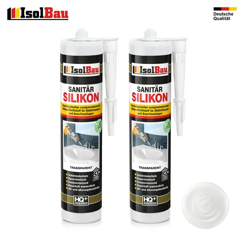 Sanitär Silikon Transparent 2 x 300 ml Küche Dusche Abdichten Kleben Dichtstoff