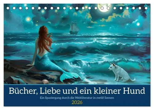 Daniela Tapper | Bücher, Liebe und ein kleiner Hund (Tischkalender 2026) - Entdecken Sie einen inspirierenden Tischkalender für 2026, der in 12 liebevollen Szenen die Weltliteratur feiert. Ideal für Literaturliebhaber und als stilvolles Geschenk!