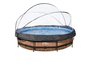 EXIT Swimming Pool 360 x 76 cm braun - inkl. Sonnendach, stabiler pulverbeschichteter Rahmen für jahrelangen Badespaß