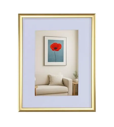 IDEAL TREND New Lifestyle Kunststoff Bilderrahmen mit Passepartout & Klarglas Collage Wanddeko Poster: Farbe: Gold | Format: 13x18