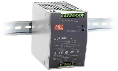 MEAN WELL MW DDR-480C-24 DC/DC-Wandler 24V 20A - Spannungswandler mit 480W Leistung, ideal für industrielle Anwendungen dank hoher Effizienz und kompaktem Design.
