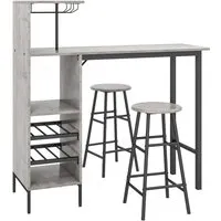 Costway Bartisch mit Barhocker Set für 2 Personen – Grau