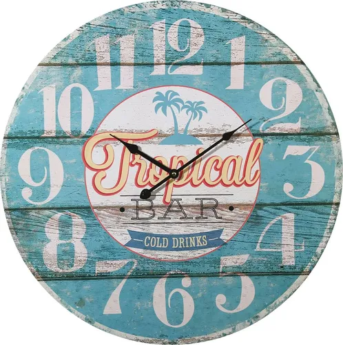 Produktbild Tropical Bar Wanduhr 58cm runde Analoge Wand Uhr Retro Shabby Batteriebetrieben