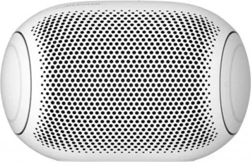 LG XBOOM Go PL2 Tragbarer Mono-Lautsprecher - Weiß - Tragbarer Lautsprecher mit MERIDIAN-Klangtechnologie, IPX5 wasserdicht, bis zu 10 Stunden Akkulaufzeit und Freisprechfunktion für ununterbrochenen Musikgenuss.
