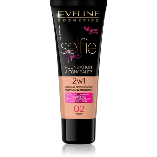 Eveline Cosmetics Selfie Time Make-up und Korrektor 2 in 1 Farbton 02 Ivory 30 ml