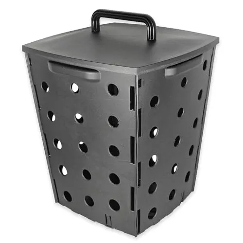 Garten Komposter 17 L - Kompostbehälter für organische Abfälle - Äußerer Eimer mit Deckel - Herstellung von 100% natürlichem Dünger - 35 x 28 x 28 cm - Kunststoff - Grau
