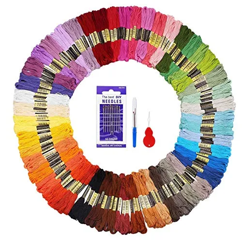 Fuyit Stickgarn Embroidery Threads 48 Farben 144 Docken Sticktwist Nähgarne Stickerei Basteln Crafts Floss Set 8m 6-Fädig Bunt Multicolor für Kreuzstich Basteln Freundschaftsbänder Nähgarne Häkeln
