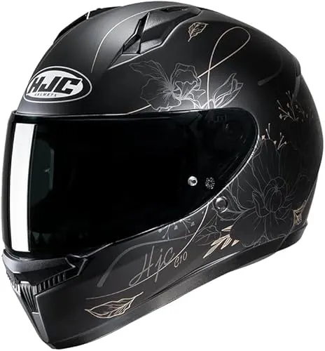 HJC C10 Epik Integralhelm XXXS - schwarz-silber-gold matt - Motorradhelm für alle Jahreszeiten, mit kratzfestem Visier, optimaler Belüftung und leichtem Gewicht. Ideal für ATV, Onroad und mehr. Inklusive Aufbewahrungstasche.