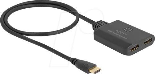 DELOCK HDMI Switch 2x HDMI in zu 1x HDMI - A/V-Umschalter, Verteiler (HDMI) für 8K 60 Hz mit 50cm integriertem Kabel, ideal für flexibles Multimediastreaming