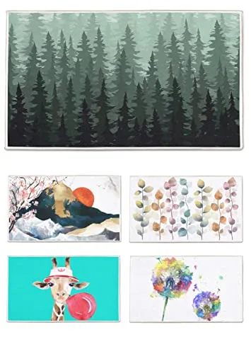 arteneur® - Badematten & Badteppiche 70x110 cm | Badvorleger rutschfest Waschbar bis 40°C | Saugstark & Schnelltrocknend | Fußbodenheizung Geeignet | Weich & Flauschig | Badezimmerteppich Tannenwald