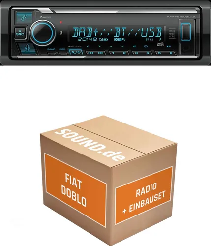 Kenwood KMM BT508DAB Autoradio Einbaupaket für Fiat Doblò Typ 263 | Bluetooth & DAB+ - Komplettset für den einfachen Austausch des Autoradios in Ihrem Fiat Doblò (2010-2022). Inklusive Kenwood KMM BT508DAB, Adapterringen und -steckern für mühelosen Einbau. Genießen Sie Musikstreaming und klare DAB+ Empfangsqualität.