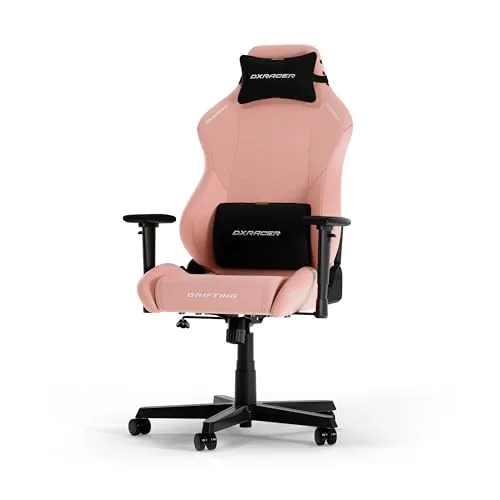 DXRacer DRIFTING XL Gaming Stuhl rosa - Drehstuhl mit 135° Neigungswinkel, ergonomisch gestaltet für stundenlangen Komfort beim Gaming. Mit Lenden- und Kopfkissen für optimale Unterstützung.