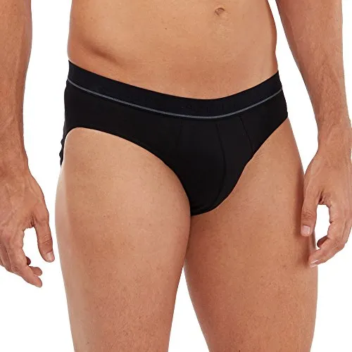 SCHÖLLER Herren Slip mit Webgummibund 3er Pack l 871-415 l Größe 6 (L) l Farbe Schwarz