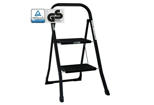 TRUTZHOLM Klapptritt 2 Stufen - TÜV/GS geprüft - Leiter für Haushalt und Werkstatt, klappbar und platzsparend, hält bis 150 kg, mit rutschsicheren Trittflächen für maximale Sicherheit.