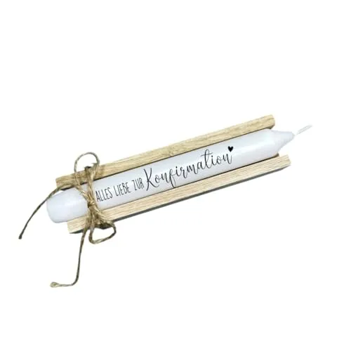 AWASG Kerze mit Spruch Konfirmation - Stabkerze als Geschenk Mädchen Jungen Patenkind - Geschenkkerze zur Konfirmation