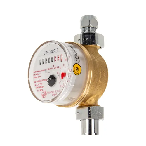 tecuro Wasserzähler Waschtischzähler Warmwasser bis 90°C