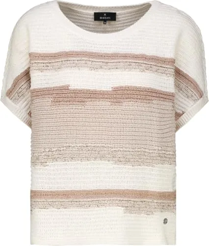 Gestreifter Strickpullover Beige 42 - Eleganter gestreifter Strickpullover in Beige – perfekt für lässige und schicke Outfits. Hergestellt aus einer hochwertigen Materialmischung, bietet er optimalen Komfort und ist ideal für jeden Anlass.