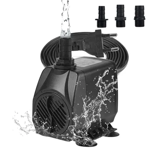 BACOENG Springbrunnenpumpe, 45W 2500L/H Teichpumpe Klein Gartenbrunnen Pumpe, Pumpe für Springbrunnen, Mini Wasserpumpe Aquarium Pumpe mit EU Stecker