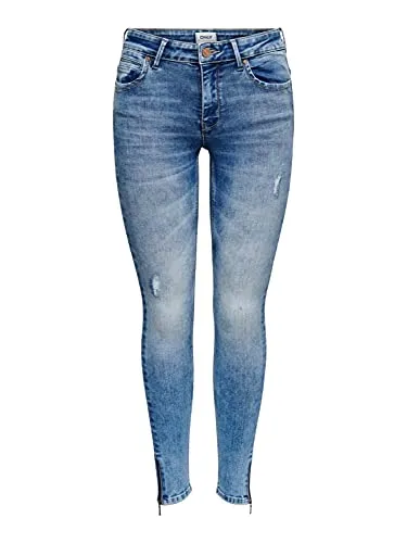 ONLY Damen Onlkendell Life Reg Sk ANK Tai006 Noos Jeans - Jeans für Frauen im Skinny Fit mit Reißverschluss am Bein, aus weichem Material für optimalen Tragekomfort. Ideal für jeden Anlass!