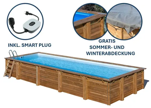 Produktbild GRE Rechteckiger Echtholzpool MINT, 1010 x 418 x 146 cm