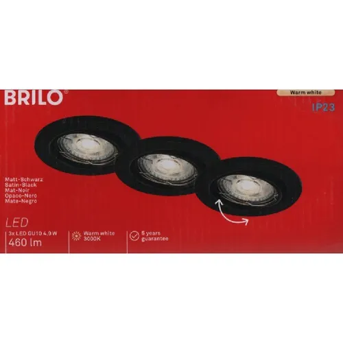 Briloner LED Einbauleuchten 3er Set GU10 5 W - Energiesparlampen: Schwenkbare LED-Deckenleuchten in matt-schwarz für gezielte Beleuchtung, ideal für Wohnräume und energieeffizient.
