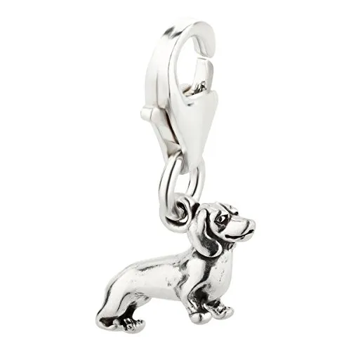 Charm Anhänger Hund kleiner Dackel aus 925 Sterling Silber (11 x 8 mm)