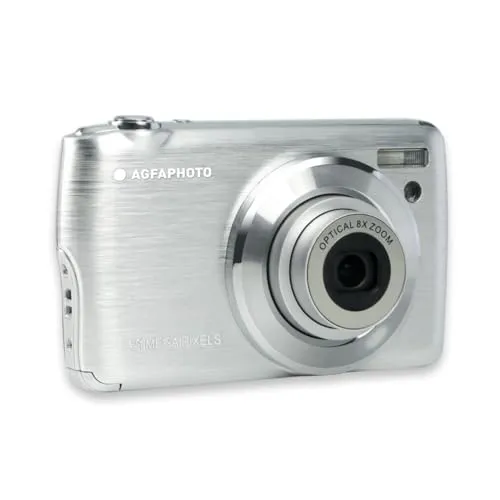 AGFAPHOTO DC-8200 silber mit SD-Card 16 GB - 18MP CMOS-Sensor, Full HD 1080p Videos und 8-facher Zoom für beeindruckende Aufnahmen