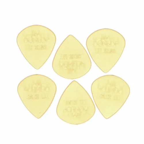 Dunlop Plectrums Ultex 427 Jazz III - Plektren aus extrem hartem Ultex-Material, 6er Pack, Stärke 1,38 mm, ideal für präzise Phrasierungen und vielseitigen Einsatz, Grundfarbe: Tequila-Gold.