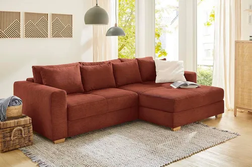 Jockenhöfer Gruppe Ecksofa Kampen L-Form, B: 288 cm, mit Bettfunktion, Bettkasten & Zierkissen, Federkern