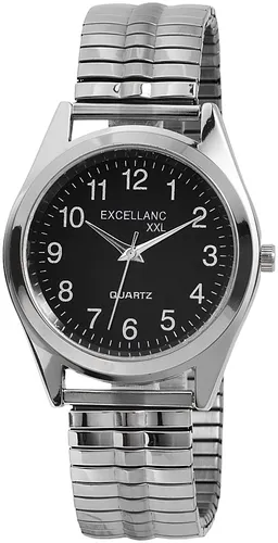 Excellanc Herren-Uhr Zugband Edelstahl Comfort fit Analog Quarz 2700014 (silberfarbig schwarz)