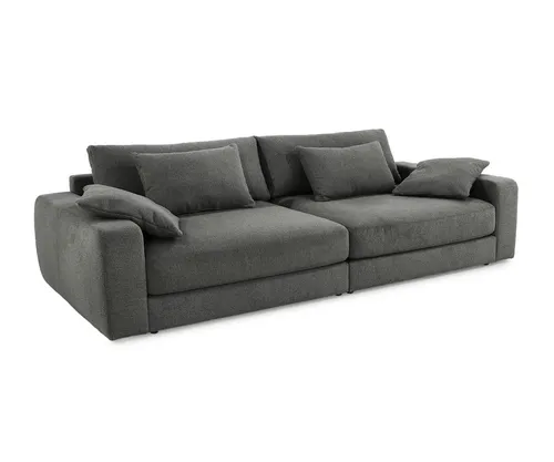 luma-home Big-Sofa 15248, Lounge Couch in Dunkelgrau - Geräumiges Big-Sofa für die ganze Familie! Mit extratiefer Sitzfläche und hochwertiger Polsterung bietet es höchsten Komfort. Der elegante Flachgewebe-Stoff ist pflegeleicht und langlebig. Ideal für entspannte Stunden im Wohnzimmer.