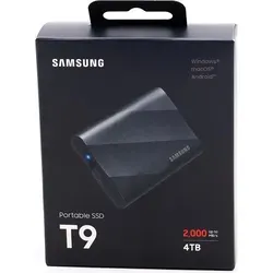 Samsung Portable SSD T9 - 4 TB, 2.000 MB/s, ultrarasant und sturzsicher für kreative Profis und Gamer, ideal für vielseitige Anwendungen