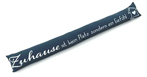 heimtexland ® Zugluftstopper Windstopper Fenster Kissen Türdichtung Fensterdichtung dekorativ bedruckt mit 46% Sandfüllung OPTIMALE ABDICHTUNG Deko Geschenk Fensterkissen Typ378 Zuhause ist ein Gefühl