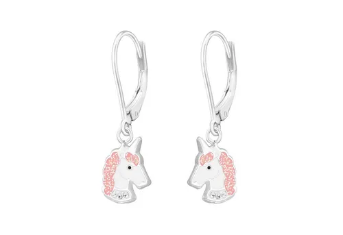 Monkimau Ohrring-Set Einhorn Kinder Ohrhänger Ohrringe 925 Silber Ohrstecker, Hypoallergen