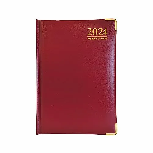 G4GADGET G4 Terminplaner 2024, A5, Wochenansicht, fester Einband, 70 g/m², Papier, für Büro, Büro und Zuhause, Rot