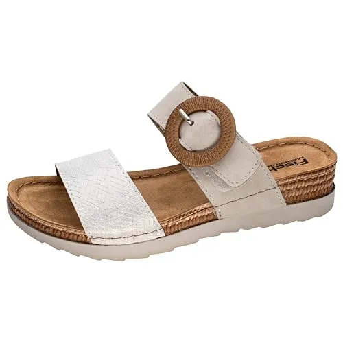 Fischer Damen-Pantolette mit großer Schnalle in silber von Fischer Markenschuh