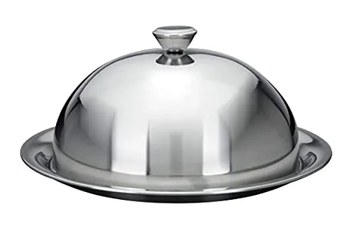 Spetebo Speiseglocke mit Teller aus Edelstahl in silber von Spetebo