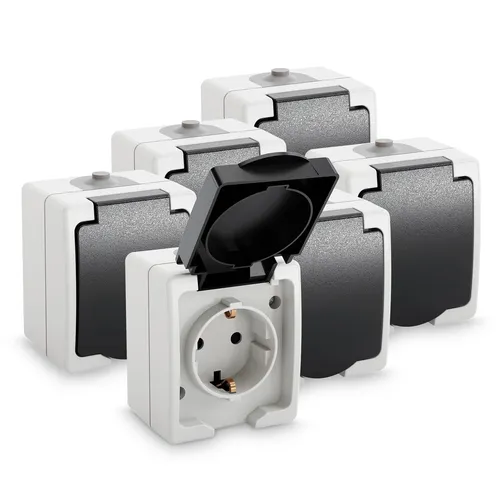 Greate 6x Aufputz Steckdose 1fach für Feuchtraum