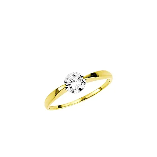 Amor Fingerring Schmuck Geschenk Solitär Ring LIEBE - Eleganter Solitär Ring aus Gelbgold 333 mit funkelndem Zirkonia, ideal als Geschenk für besondere Anlässe oder als Zeichen der Liebe.