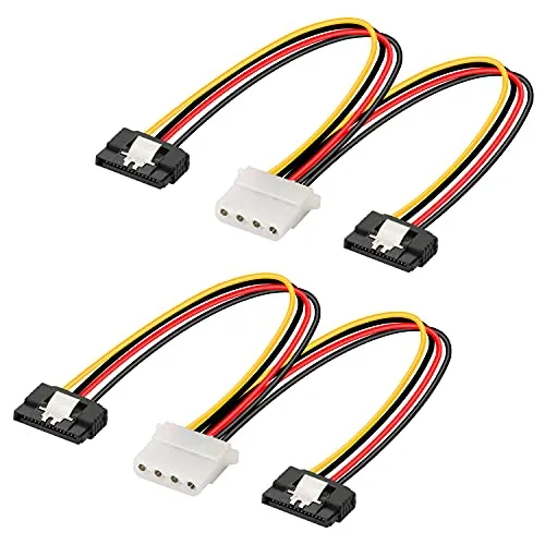 GELRHONR 8in Molex auf Dual Latching SATA Power Y Cable Splitter, 4-Pin IDE Buchse auf 15Pin Buchse Adapter für HHD/SSD/DVD RW/Festplatte-2PCS