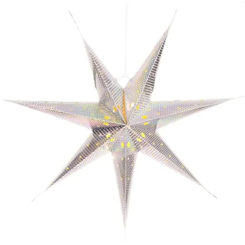 com-four® LED Deko Stern silberfarben - Weihnachtsdekoration Stern mit Beleuchtung - LED-Beleuchtung zum Aufhängen - warm-weiß (1 Stück - silberfarben)