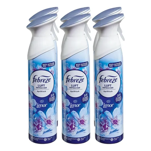 Febreze Lufterfrischer Aprilfrisch 185 ml, 6er Pack - Drogerie Vorratspacks - Erfrischen Sie Ihr Zuhause mit dem langanhaltenden Duft 