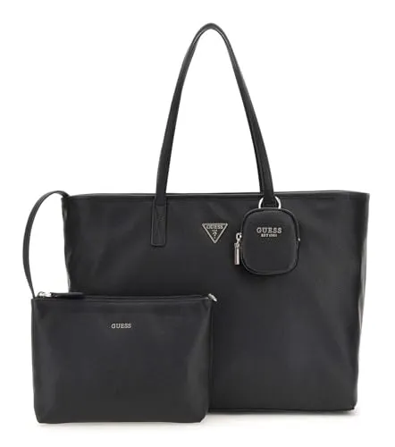 Guess Shopper Large Tech Tote (Set, 3-tlg) schwarz - Stylische Handtasche im Set, ideal für Laptop bis 42 cm, gepolstertes Fach und praktische Zipper-Verschlüsse, perfekt für Beruf und Freizeit.