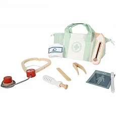 small foot Arzttasche Spielset - Salbeigrün 302803 - Das stilvolle Arzttasche Spielset für kleine Mediziner:innen enthält 9 hochwertige Holz-Utensilien. Ideal für fantasievolles Spielen und kreative Rollenspiele.