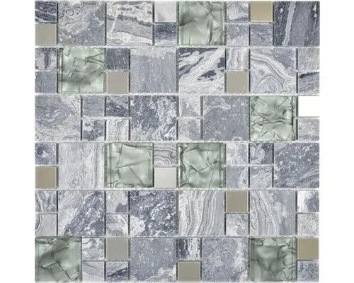 Glasmosaik mit Naturstein XCM MC609 grau 30x30 cm in grau von Weitere