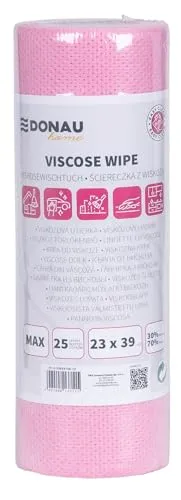 DONAU HOME Tuch mit 70% Viskose/Hochwertiges Wischtuch auf Rolle/Reinigungstücher Für Möbel/Strapazierfähig/Saugstark/Weich/Streifenfrei/Rolle/ 23x39cm/ 25 Blatt/Rose