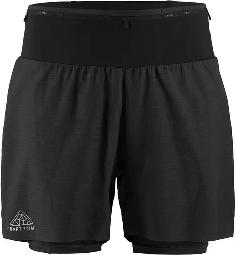 Craft Pro Trail 2in1 Laufshorts Herren - Schwarz, Größe M - Fahrradbekleidung, ultraleicht und elastisch für maximale Bewegungsfreiheit bei anspruchsvollen Läufen, mit praktischen Taschen für wichtige Essentials.